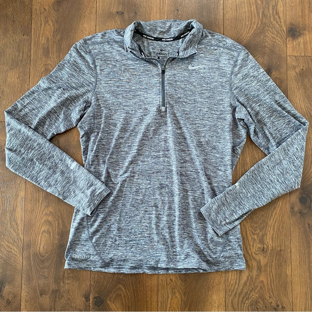 Nike Running Dri-FIT Heathered Quarter Zip Top Gray Medium